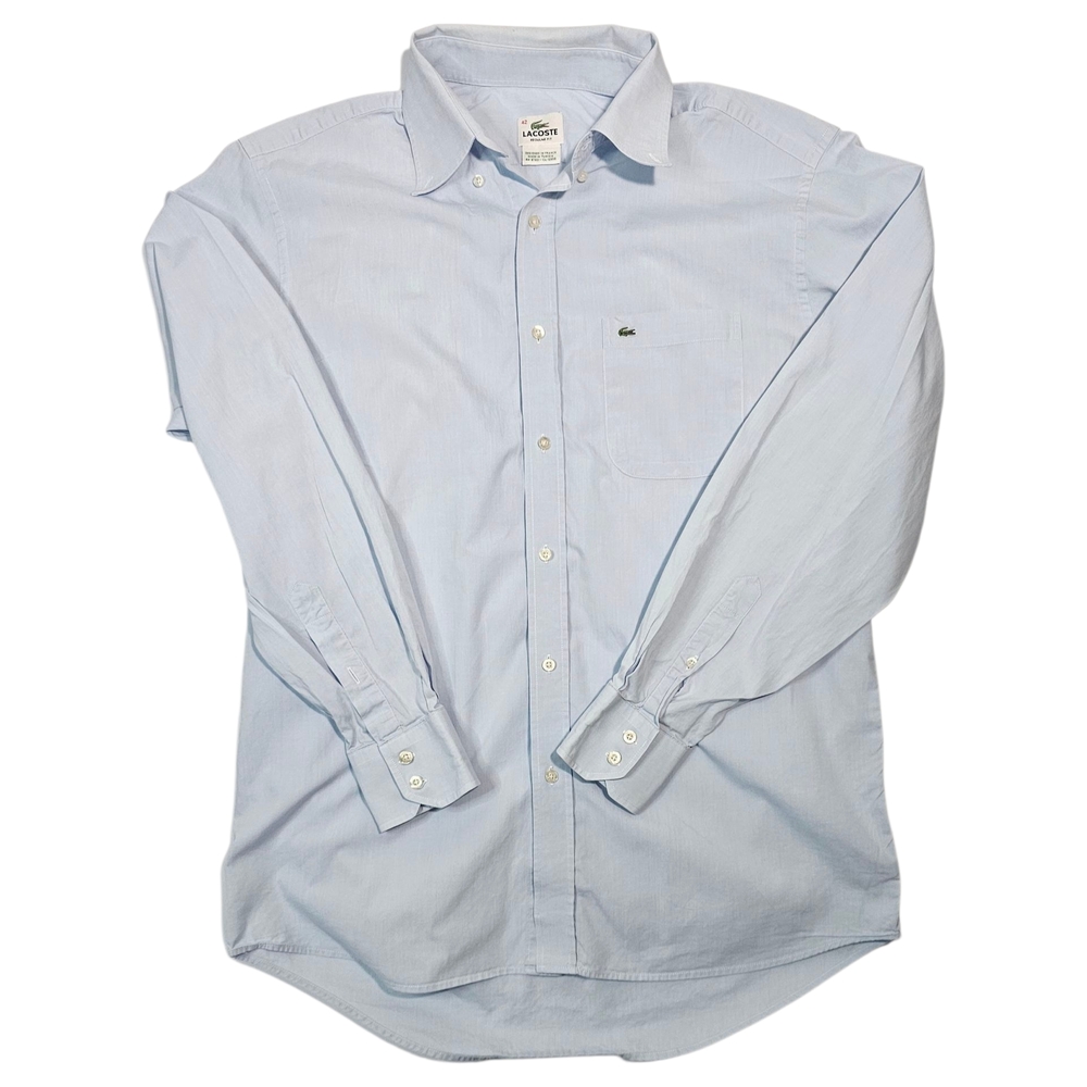 Lacoste Mens Sz 42 Long Sleeve light blue soft denim Shirt Regular Fit - Picture 2 of 12